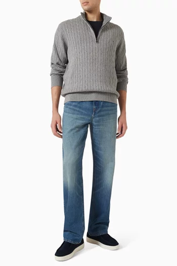 Cable-knit Zip Sweater in Cotton