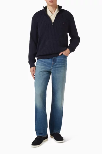 Cable-knit Zip Sweater in Organic Cotton