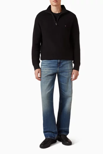 Textured Quarter Zip Sweater in Cashmere