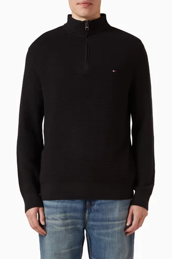 Textured Quarter Zip Sweater in Cashmere