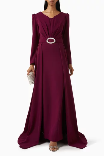 Crystal-buckle Gown