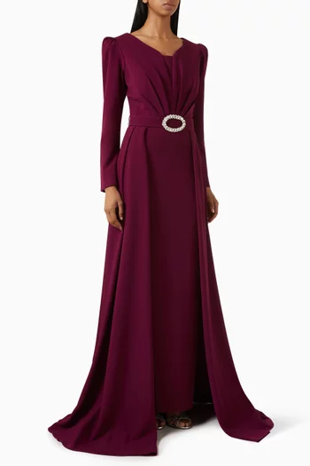 Crystal-buckle Gown