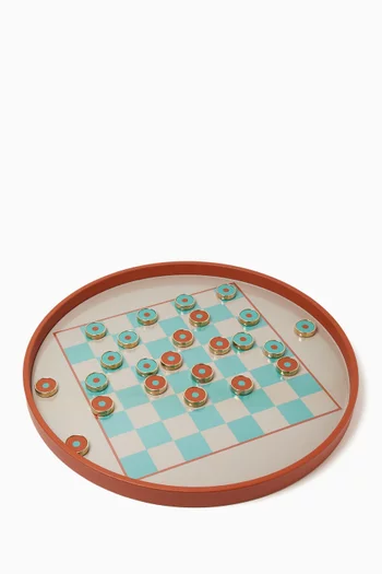 Checkers Tray Game in Leather