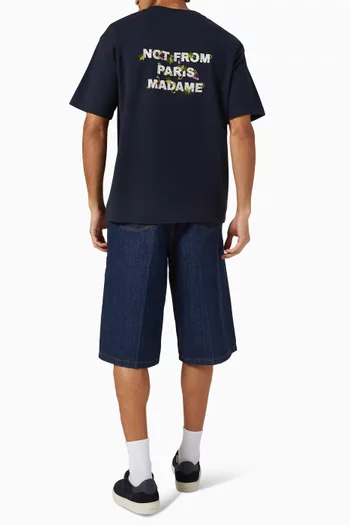 Vine Embroidered Slogan T-shirt in Cotton