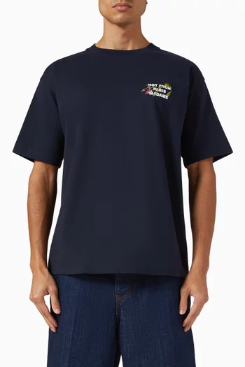 Vine Embroidered Slogan T-shirt in Cotton