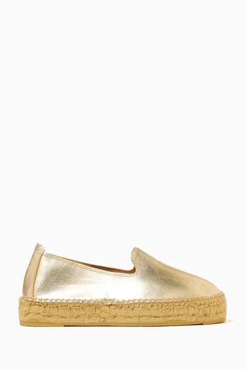 Double Sole Espadrilles in Laminated Leather