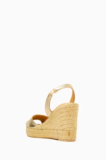 Slingback 100 Wedge Espadrilles in Laminated Leather