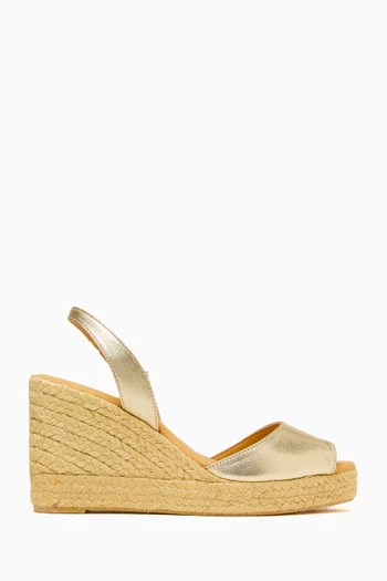 Slingback 100 Wedge Espadrilles in Laminated Leather