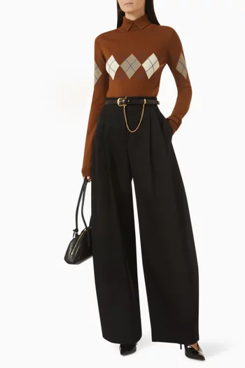Argyle Knit Top in Virgin Wool