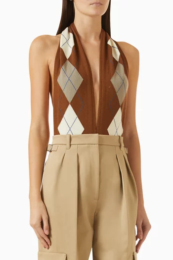 Halterneck Knit Bodysuit