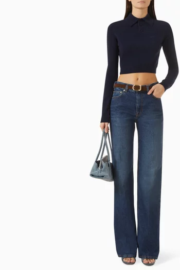 Crop Polo Top in Cashmere