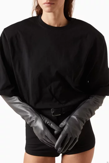 Veneto Bi-colour Long Gloves in Leather