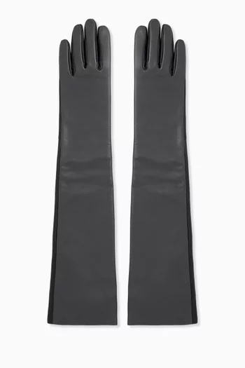 Veneto Bi-colour Long Gloves in Leather