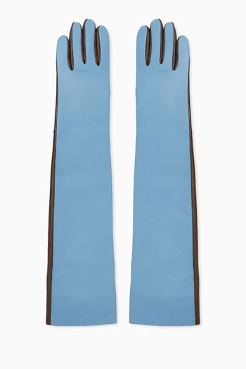 Veneto Bi-colour Long Gloves in Leather