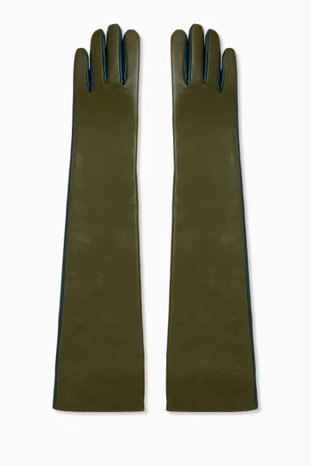 Veneto Bi-colour Long Gloves in Leather