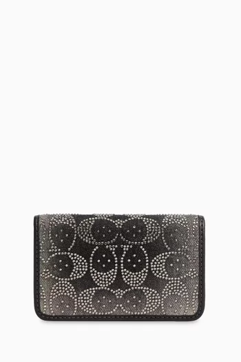 Essential Embellished Slim Card Case in Denim