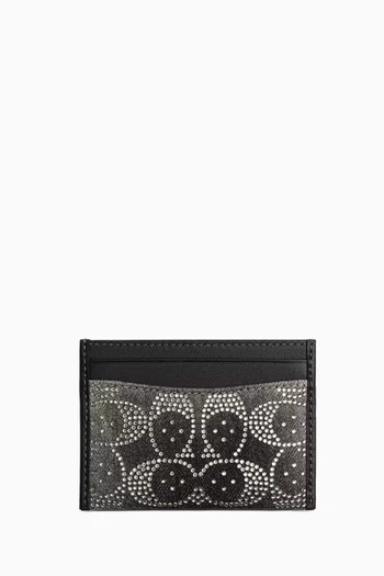 Essential Embellished Card Case in Denim