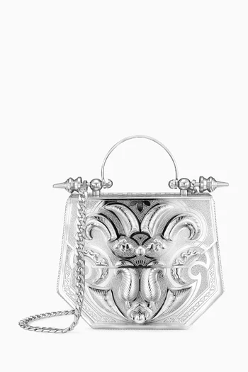 Hexagone Minaudière Bag in Silver-plated Brass
