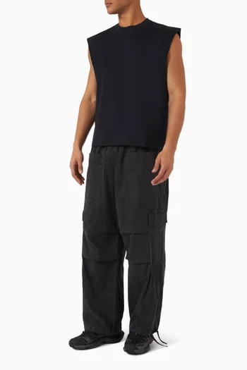 Cropped Muscle Tank T-shirt in Cotton-jersey