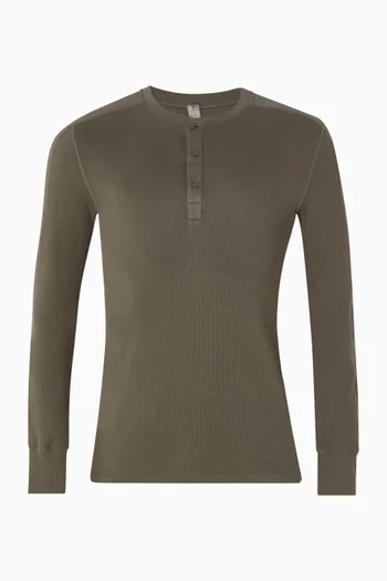 Henley T-shirt in Stretch-cotton