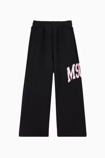 Logo Print Wide-leg Track Pants in Cotton
