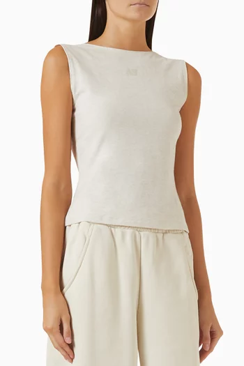 Open-back Fitted Tank Top in Cotton