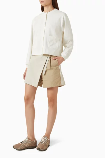 Crewneck Cardigan in Ribbed Cotton