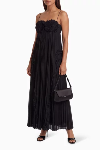 Odette Floral-appliqué Pleated Gown