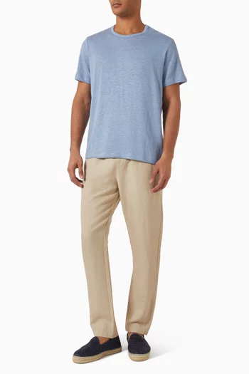 Crewneck T-shirt in Stretch-linen