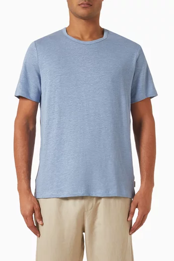 Crewneck T-shirt in Stretch-linen