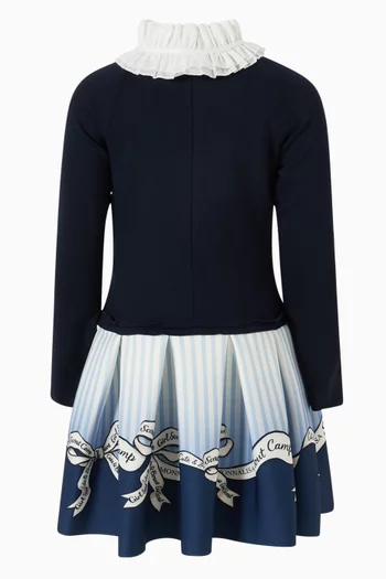 Bow-print Pleated Dress