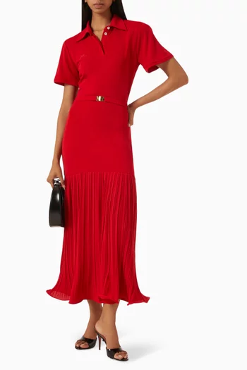 Pleated-skirt Polo Dress in Jersey
