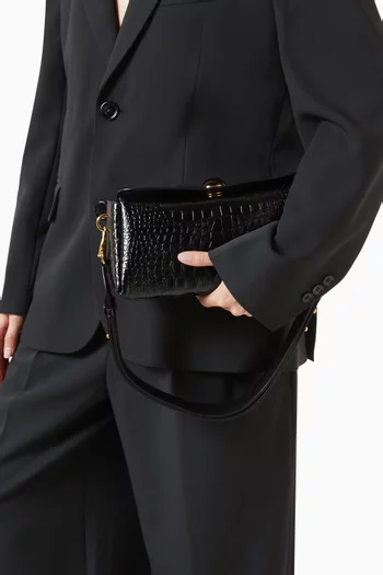 Small Carrousel Bag in Croc-embossed Leather