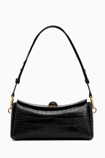 Small Carrousel Bag in Croc-embossed Leather