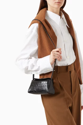 Mini Carrousel Bag in Croc-embossed Leather