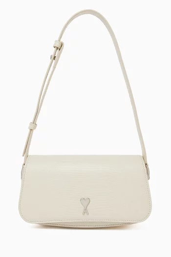 SMALL SHOULDER PARIS PARIS BAG IN LIZARD EMBOSSED LEATHER WITH FLAP CLOSURE SILVER HARDWARE AND ADJUSTABLE STRAP:Cream:One Size|219987357