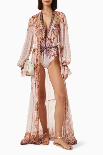 Clementine Scarf-print Beach Cover-up
