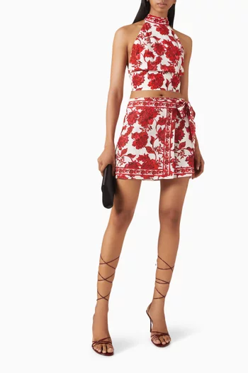 Lorelei Scarf-print Mini Wrap Skirt