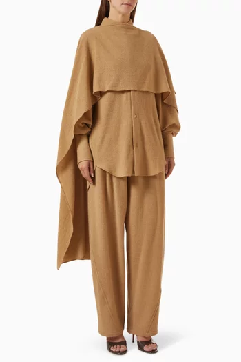 Georgia Detachable Scarf Shirt in Cashmere & Wool