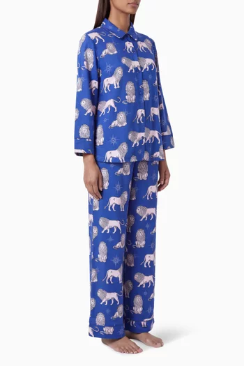 Moonlit Lion Print Long Pyjama Set