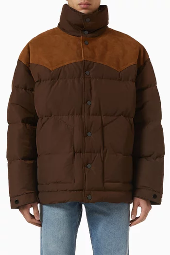 Down Jacket in Nylon & Cotton Canvas