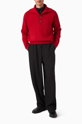 High Buttoned Sweater in Wool