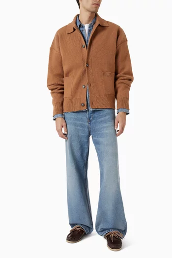 Shirt Collar Cardigan in Wool