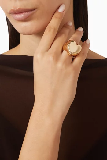 Puffy Heart Ring in Gold-plated Brass