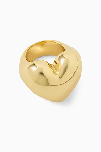 Puffy Heart Ring in Gold-plated Brass