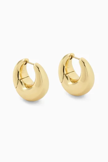 Puffy Hinged Huggie Earrings in 14kt Gold