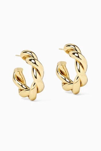 Twisted Lilly Huggie Earrings in Gold-plated Brass