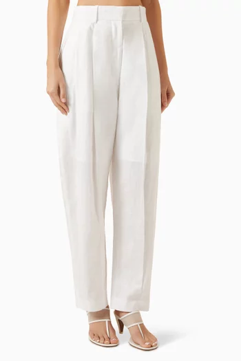 Tailored Barrel-leg Pants in Linen