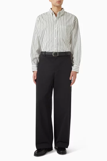 Striped Oversized Shirt in Cotton-poplin