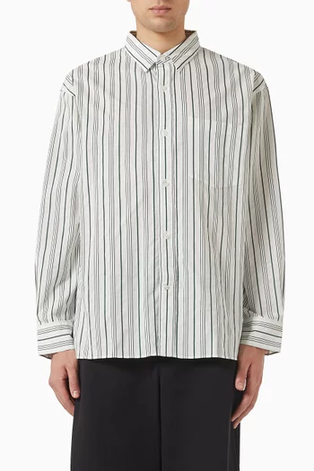 Striped Oversized Shirt in Cotton-poplin